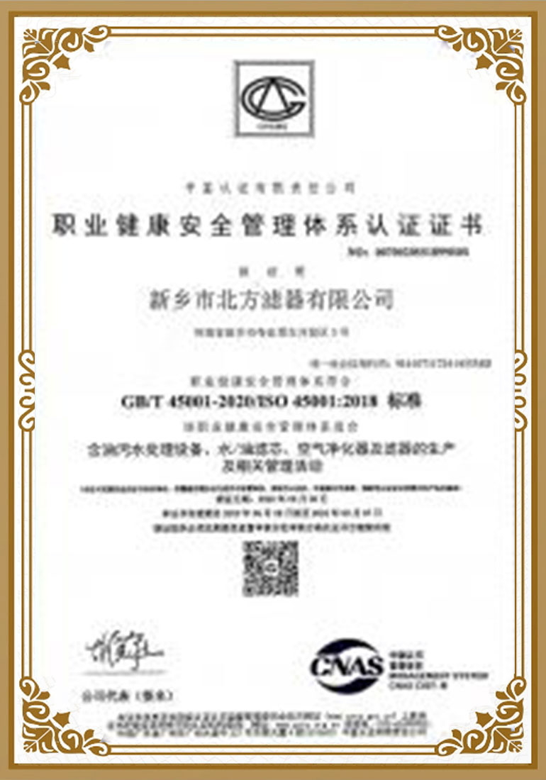 職業健（jiàn）康管理體係認證證書英文版